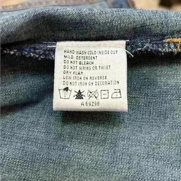 QUACKER FACTORY PEARL & RHINESTONE WESTERN BLUE DENIM JEAN JACKET SHACKET SZ S-L - Picture 15 of 15